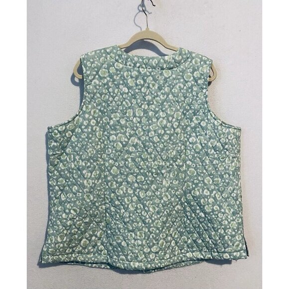 Isaac Mizrahi Live Vest Womens XL Pale Green Quilted Snap Front Pockets Cottage - Picture 4 of 8